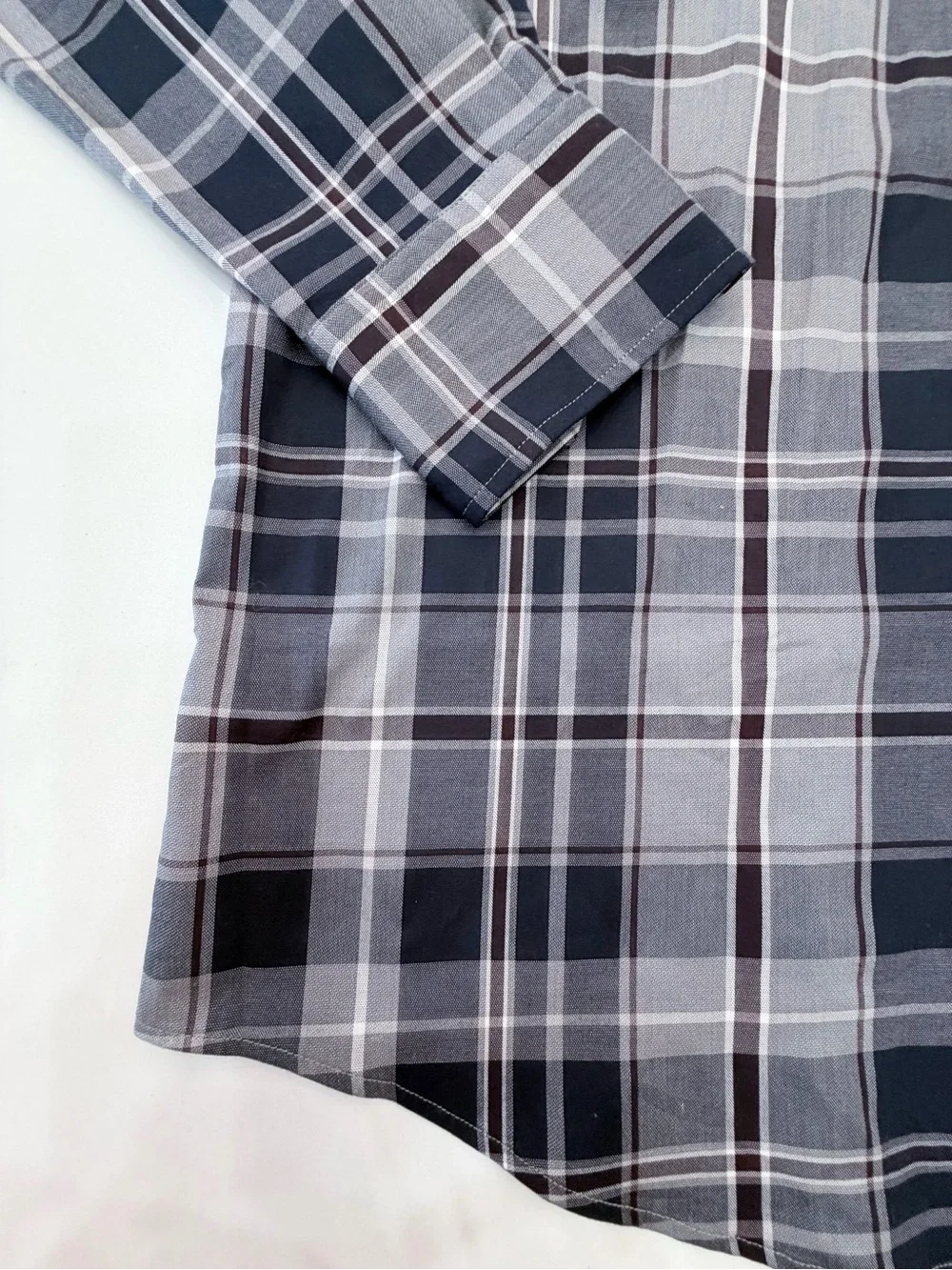 Thomas Dean Gray, Navy and White Plaid Button-Down Shirt